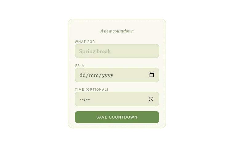Countdown Notion widget in its default theme