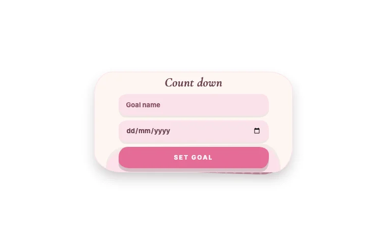 Goal countdown Notion widget in its default theme