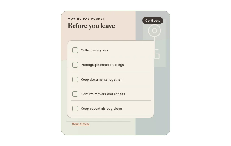 Moving day pocket Notion widget in its default theme