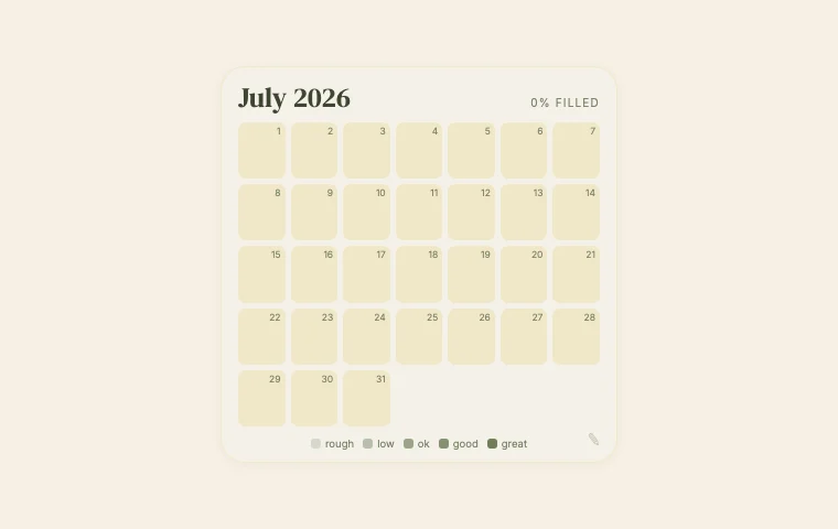 Pixel month Notion widget in its customised theme