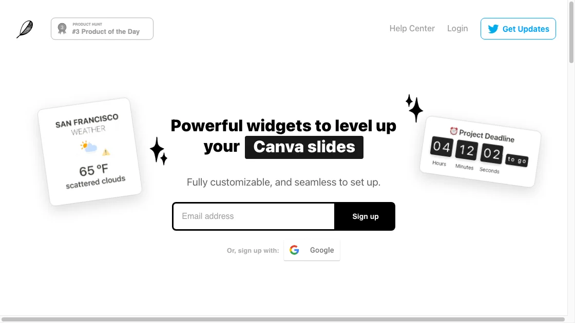 Indify widget website homepage