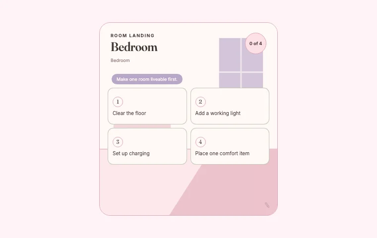 Room landing Notion widget in its customised theme