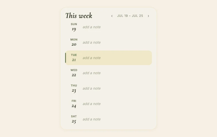 This week Notion widget in its customised theme