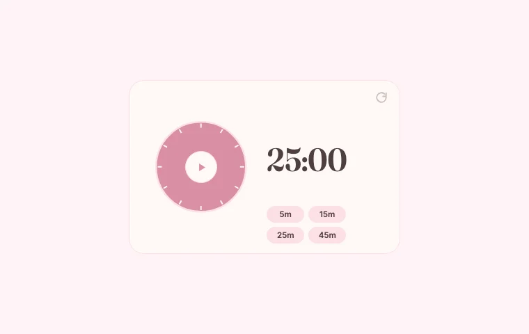 Visual timer Notion widget in its customised theme