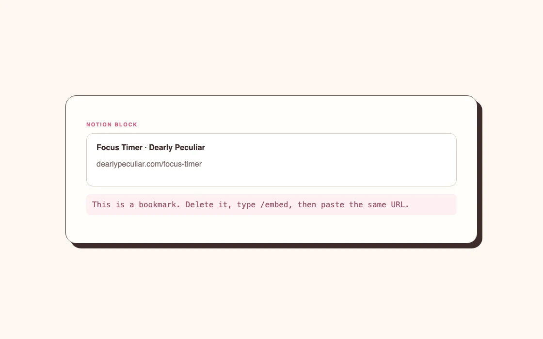 A bookmark needs replacing with an Embed block.