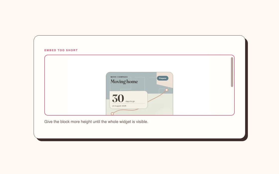 Increase the block height until the full widget is visible.